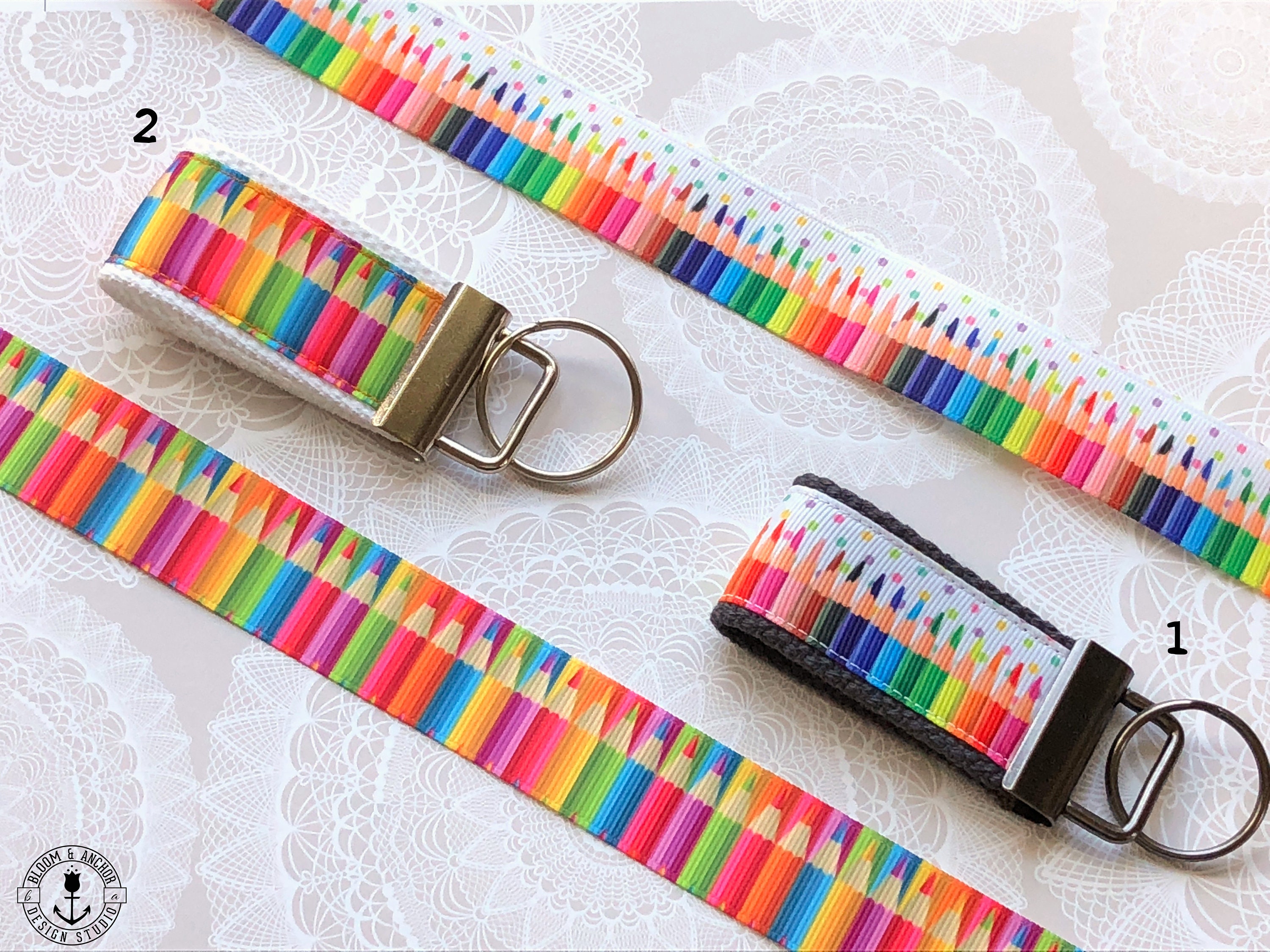 Teacher key fob color pencils keychain wristlet key chain Etsy