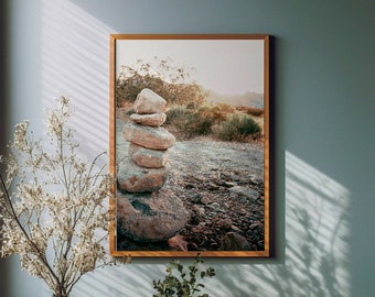 Fine Art Desert Cairn Print - Southwest Landscape Photography, Nevada Red Rock Canyon Framed Home Wall Decor, Desert Decor