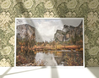 Fine Art Yosemite Autumn Print- Relaxing Nature Photography, California Woodland Wall Prints, Nature Art for Rustic Seasonal Wall Decor