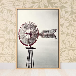 Vintage Windmill Print - Rustic Country Farmhouse , Old Farm , Vintage Shabby Cottage Chic Home Wall Art Decor, Fine Art Photography