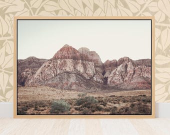 Nevada Desert Print- Red Rock Canyon Rainbow Mountain Landscape Rustic Boho Fine Art Photography Print, Southwest Home Decor Wall Art