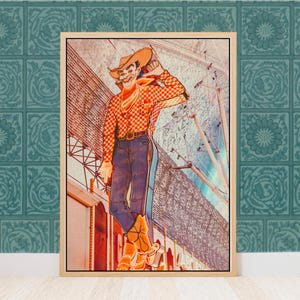Vegas Vic Las Vegas Sign Wall Art - Cowboy Pioneer Neon Sign Photography Print - Vintage Retro Wall Decor Gift, Bar Room or Game Room Decor