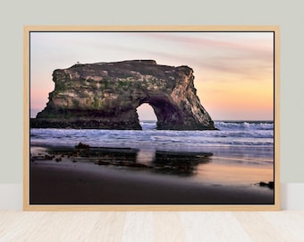 Santa Cruz Canvas Wall Art - California Coast Natural Bridges Beach Print - Rustic Coastal Wall Decor Gift