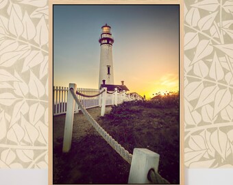 Pigeon Point Sunset Canvas Print, California Pacific West Coast, Nautical Rustic Coastal Home Decor Wall Art Gift, Fine Art Photography