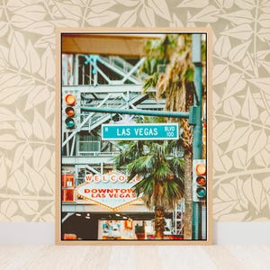 Downtown Las Vegas Wall Art - Industrial Street Photography Print - Vintage Retro Wall Decor Gift, Abstract Bar Room or Game Room Decor