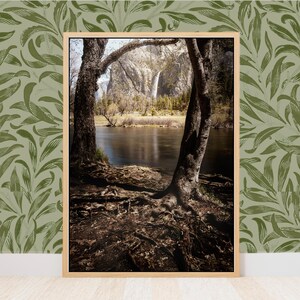 Fine Art Yosemite Falls Autumn Print- Serene Nature Photography, California Bridalveil Falls Wall Prints for Rustic Seasonal Wall Decor