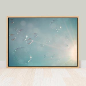 Fine Art Soap Bubbles and Sun Print- Bubble Wall Art, Pastel Kids Print, Nursery Print, Bathroom Room, Laundry Room Decor, Cheerful Art