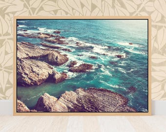 Rocky Shore Waves Canvas Print, Stornetta Mendocino California Pacific West Coast, Coastal Beach House Decor Wall Art, Seascape Gift