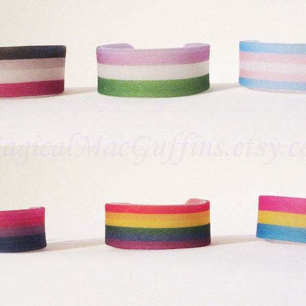 LGBTQA Orientation and Identity Pride Wrap-around Shrink Plastic Rings