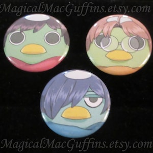 Kunihiko Ikuhara Inspired Cute Kawaii Kappa Trio Button Set