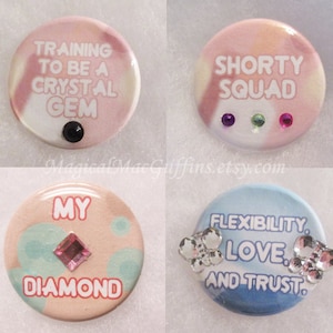 Crystal Gems Pearl Garnet Stevonnie Corrupt Jasper Amethyst Peridot Mystery Girl Steven Universe Buttons
