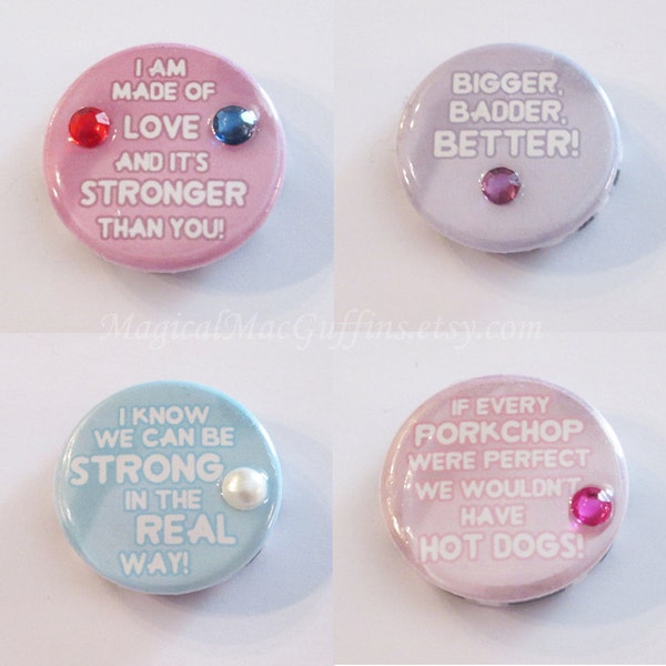 Crystal Gems Garnet Amethyst Pearl Ruby Sapphire Rose Quartz Peridot Lapis Lazuli Steven Universe Affirmation Buttons