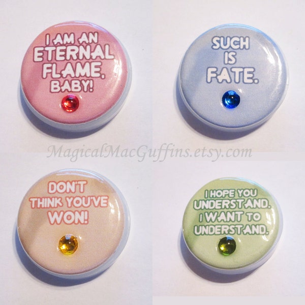 Kristall Edelsteine Perle Rubin Saphir Peridot Jaspis Lapislazuli Steven Universe Affirmation Buttons