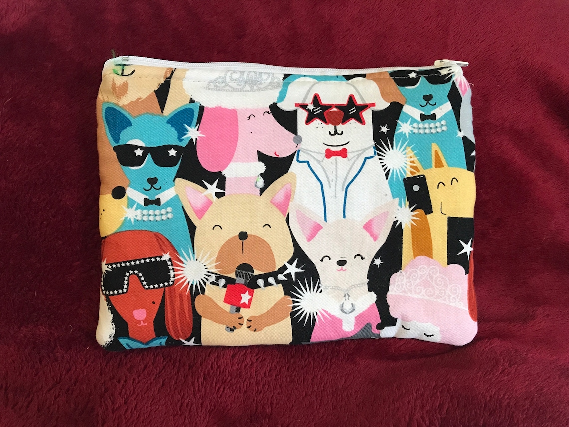 Dogs Dog print Makeup Cosmetic Bag Zippered Bag Dogs Print Etsy