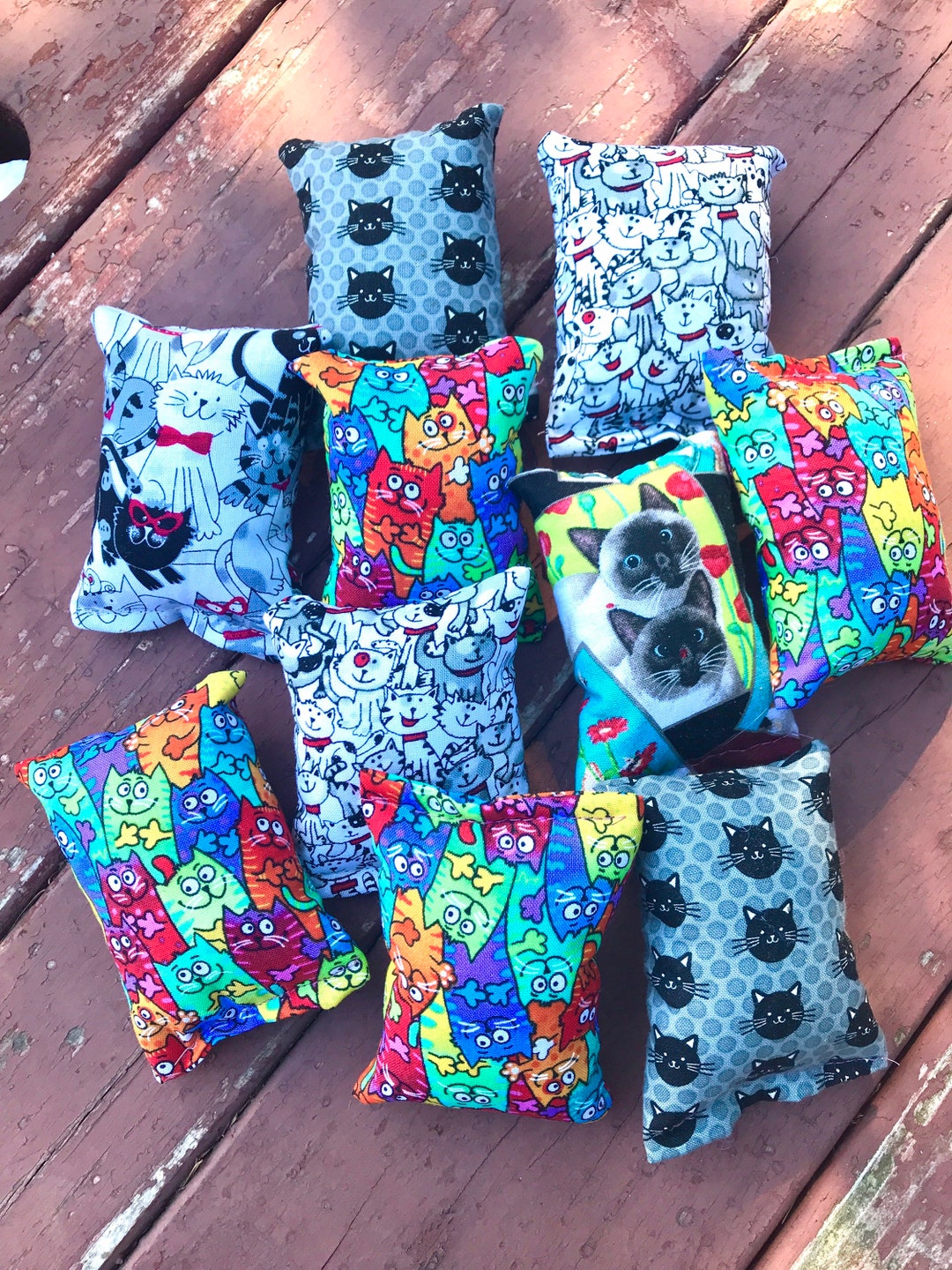 10 Cat Catnip Pillow Toys Set, 4 X 3 Catnip Toys, 10 Pack of Small