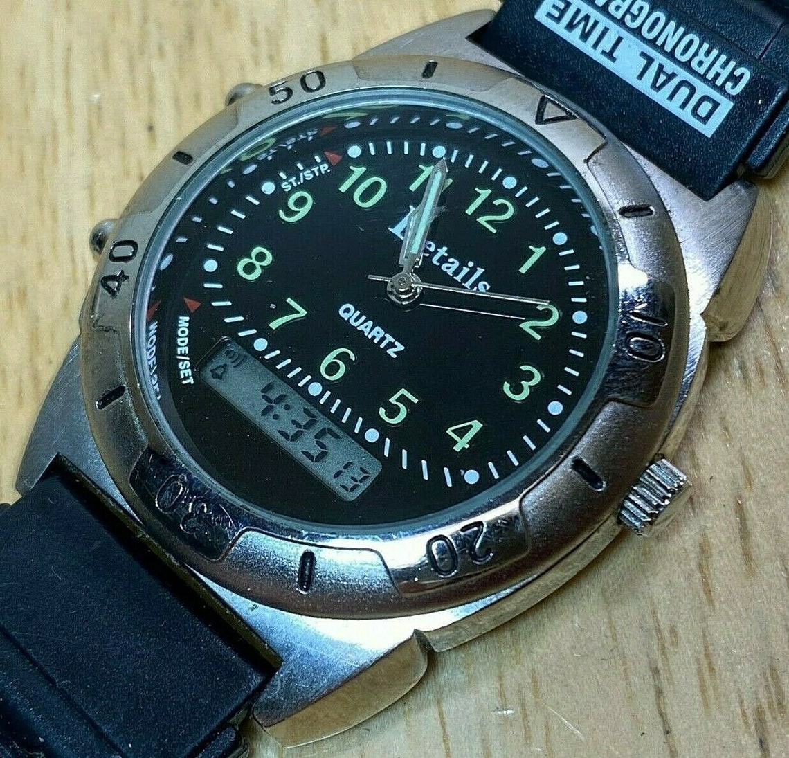 Vintage Details Mens Analog Digital Quartz Alarm Chrono Watch Etsy