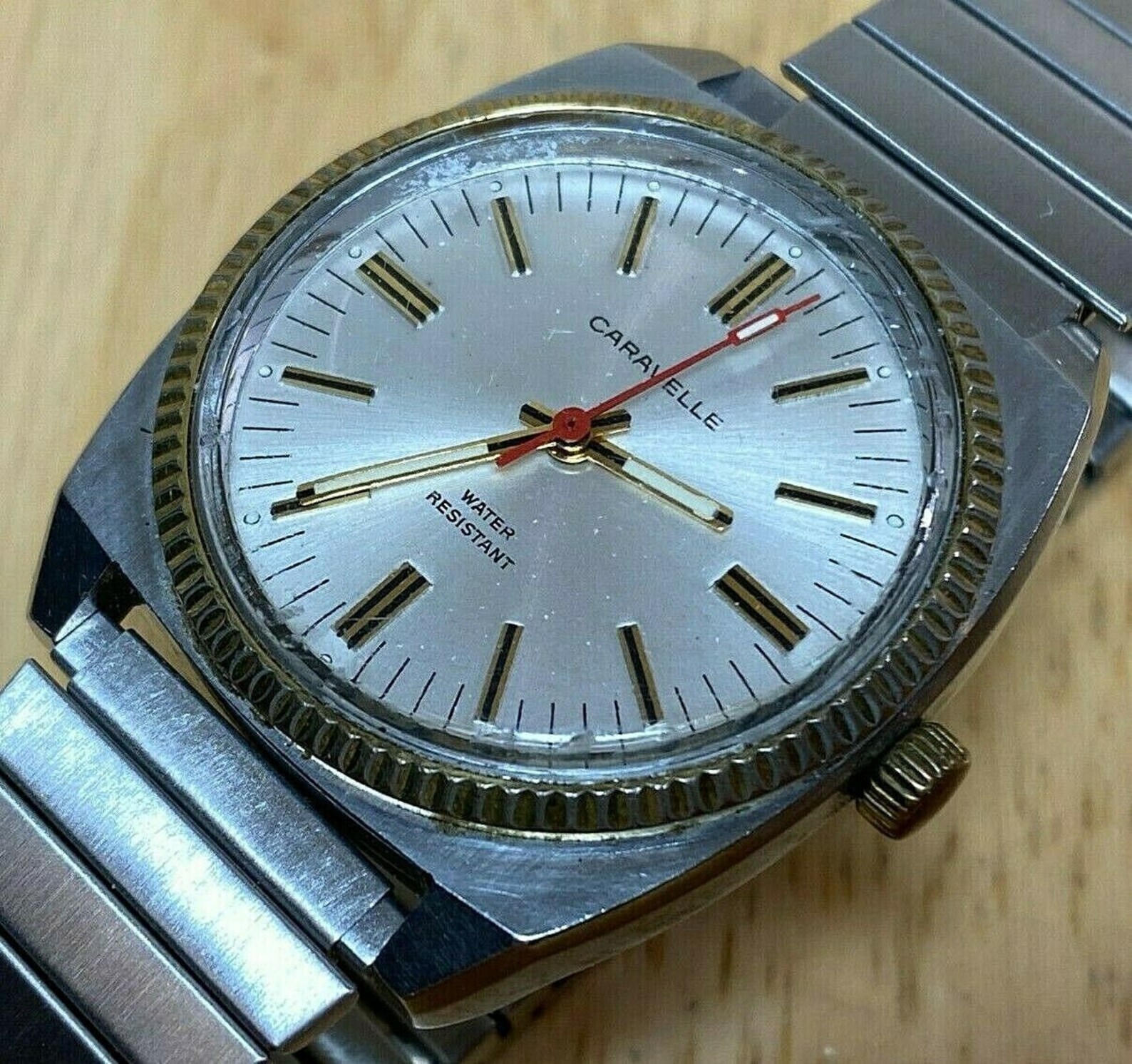 Vintage CaravelleBulova Men Fluted Bezel Silver HandWind Etsy