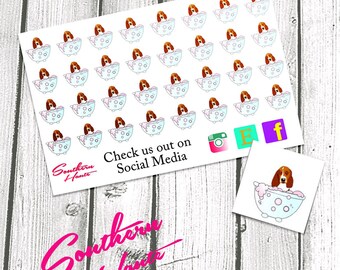 Basset Hound Dog Bath Grooming Planner Stickers for Erin Condren, Plum Paper, Filofax, and Kate Spade Planners