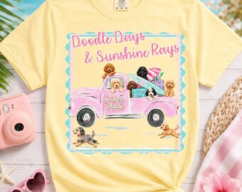 Comfort Colors Goldendoodle Shirt, Cute Doodle Day and Sunshine Rays Unisex Tee, Golden Doodle Lover Gift