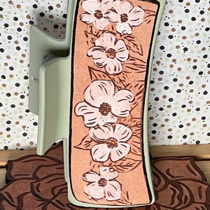 Leather Western Beautiful Magnolia Flower Large Claw Hair Clip Haute Southern Haute