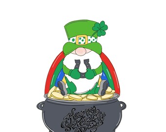 St Patrick's Day Gnome Pot of Gold Door Hanger Tiered Tray Digital File svg dxf png Cut File | Glowforge | Laser|  CNC DIY