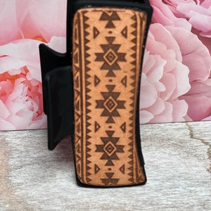 Leather Western Aztec Print Large Claw Hair Clip Haute Southern Haute