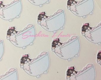 Dog Bath Grooming Stickers for Erin Condren, Plum Paper, Filofax, and Kate Spade Planners