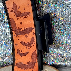Leather Western Bat Large Claw Hair Clip