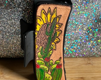 SVG File Leather Sunflower Cactus Claw Hair Clip Laser Cut File Haute Southern Haute