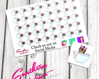 Planner Stickers Yorkie Dog Bath Stickers for Erin Condren, Plum Paper, Filofax, and Kate Spade Planners
