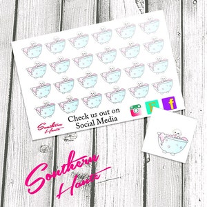 May include: A sheet of 25 white stickers featuring a cartoon dog in a bathtub with pink bubbles. The stickers are arranged in a grid pattern. The text "Check us out on Social Media" is printed at the bottom of the sheet.