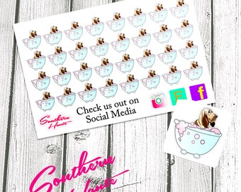 Bloodhound Grooming Bathing Planner Stickers Perfect for Erin Condren, Filofax, and Plum Paper Planners