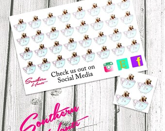 Planner Stickers Bloodhound Dog Bath Stickers for Erin Condren, Plum Paper Planners
