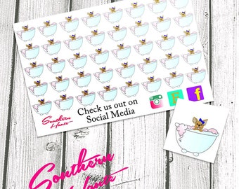 Chihuahua Boy Dog Bath Grooming Planner Stickers for Erin Condren, Plum Paper, Filofax, and Kate Spade Planners