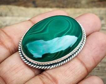 Handmade Oval Malachite Ring: Sterling Silver 925 - Etsy 日本