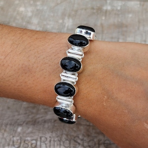 Silver Onyx Bracelet - Etsy