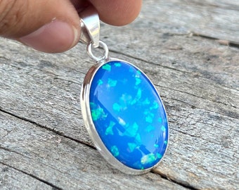 Beautiful Australian Opal Pendent, 925 Sterling Silver Gemstone Pendent, Blue Pendant, Lovely Silver Pendent, Christmas Gifts For Her