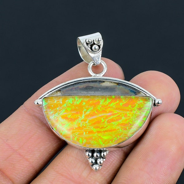 Wow Australian Triplet Opal Pendant Handmade Pendant 925 Sterling Silver Opal Gemstone Gift for Her Yellow Opal Jewelry Gift for Her