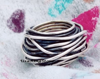 Wire Wrapped Ring, 925 Sterling Silver Ring, Handmade Band Ring, Band Ring, Best Seller Band Ring, Designer Band Ring, Gift For Her