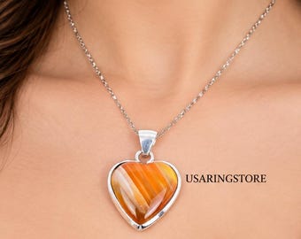 Botswana Agate Gemstone Pendant 925 Sterling Silver Crismas GIft Pendant