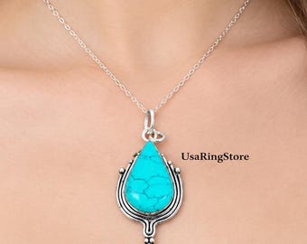 Handmade Santarosa  Turquoise 925 Sterling Silver Pendant: Handmade Sterling Silver Gemstone Jewelry