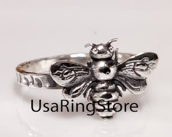 Honey Bee Ring, 925 Sterling Silver Ring, Hammered Ring, Statemen Silver Ring, Beautiful Ring, Mini Ring, Gift For Wife