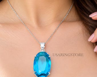 Blue Topaz Pendant – Handmade 925 Sterling Silver Gemstone Necklace