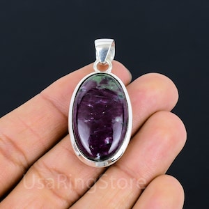Ruby In Zoisite Pendant, 925 Sterling Silver Pendant, Ruby In Zoisite Handmade Pendant, Natural Ruby Gemstone Pendant Jewelry, Gift For Her