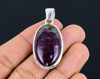Ruby In Zoisite Pendant, 925 Sterling Silver Pendant, Ruby In Zoisite Handmade Pendant, Natural Ruby Gemstone Pendant Jewelry, Gift For Her