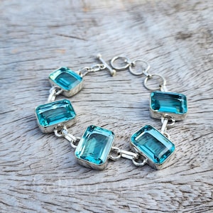 Aquamarine Gemstone Handmade 925 Sterling Silver Bracelet, Aquamarine  Silver Bracelet, Aquamarine Bracelet For Women, Bracelet For Gifts