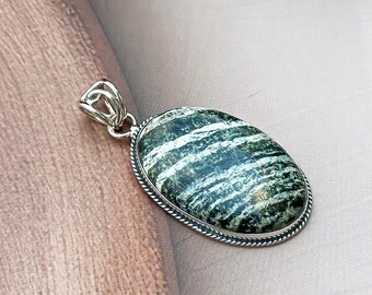 Green Opal 925 Sterling Silver Pendant - Handmade Gemstone Jewelry