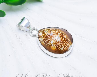 Handmade Cowrie Sea Shell Pendant Necklace – 925 Sterling Silver with Tags and Titles