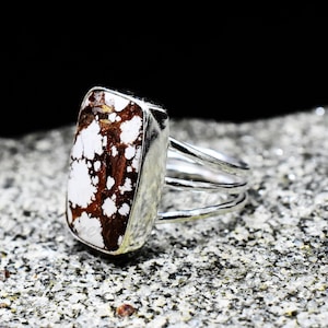 Natural Wild Horse Jasper Ring, 925 Sterling Silver Ring, Promise Ring, White Ring,Natural Stone Ring, Birthstone Ring, Gemstone Ring,