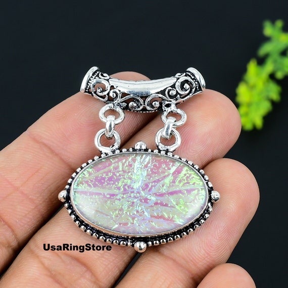 Ciondolo Vintage In Argento Sterling 925 Con Pietra Preziosa Opale Tripletta Australiana, Fatto A Mano, Gioielli / 1792 - Italia